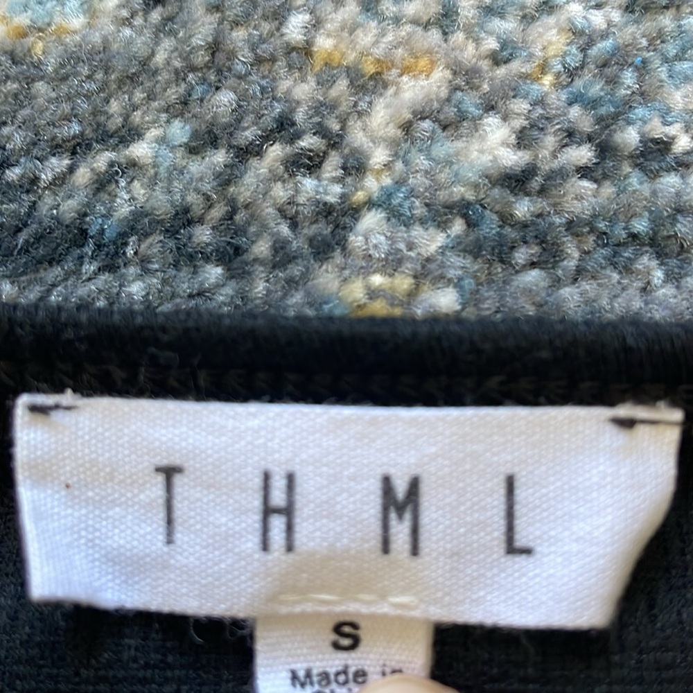 THML Black Top with Multicolor Crochet Shoulders - Picture 2 of 5